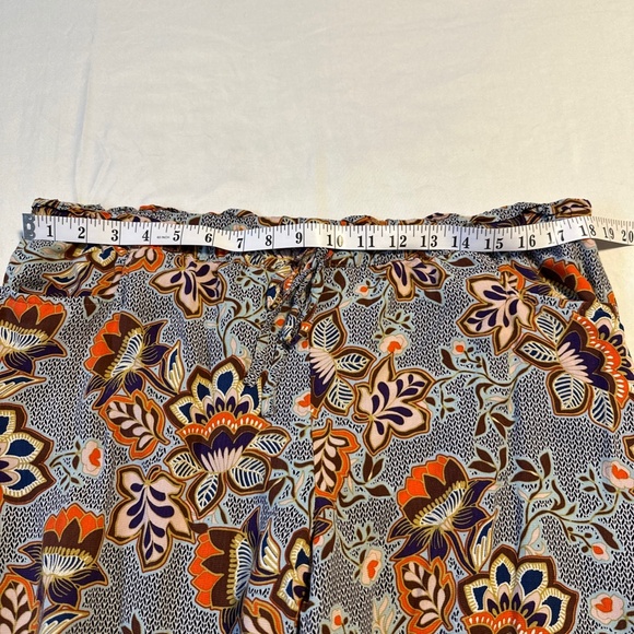 LOFT Fluid Women's Large Wide Leg Crop Pants Floral Bold Boho Mosaic Resort Chic - Picture 2 of 7